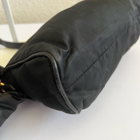 Prada Black Nylon Shoulder Bag with Gold Accents - Picture 8 of 15